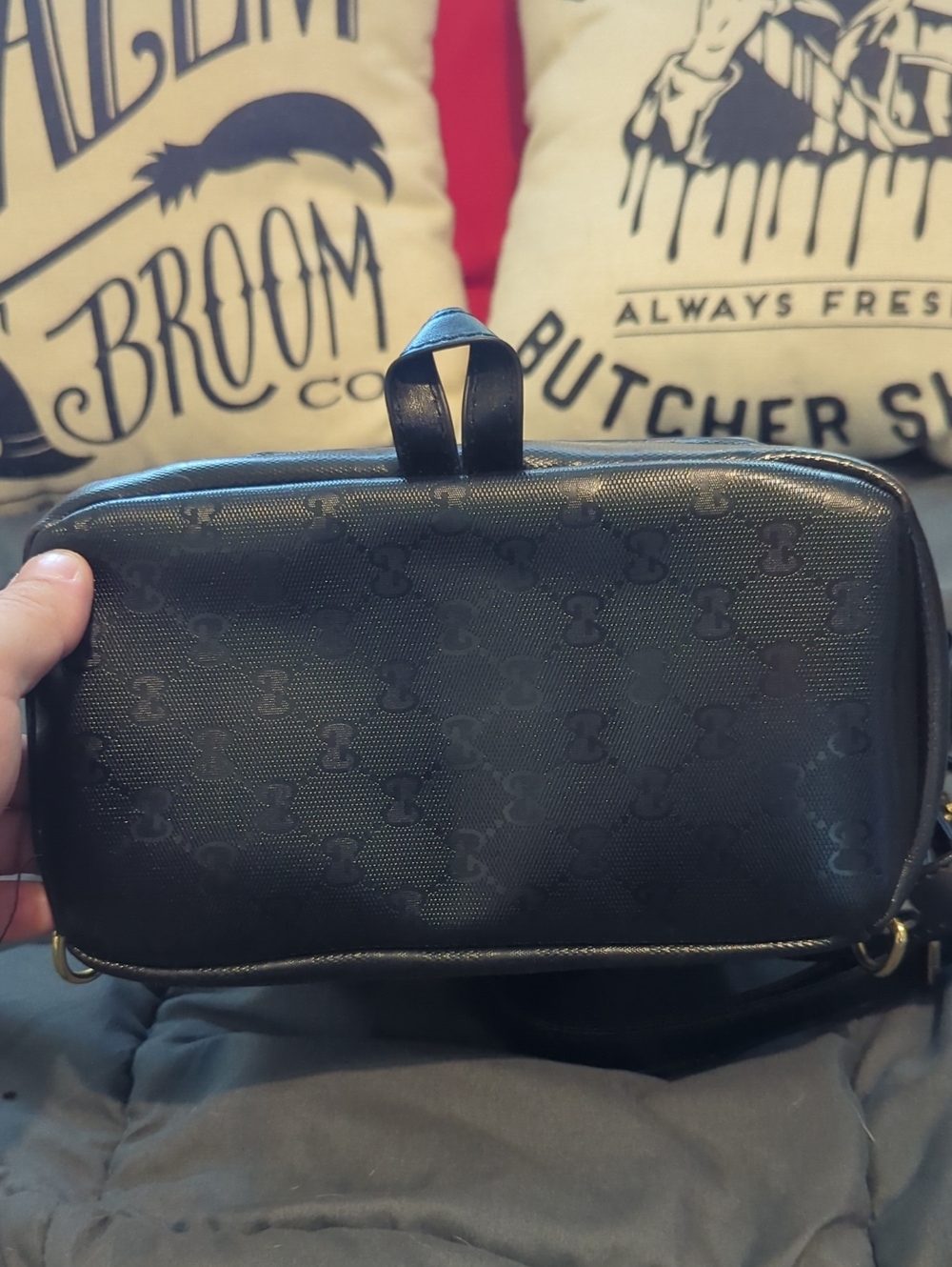 Gucci Black Leather Backpack with Green-Red Stripe - Picture 7 of 7